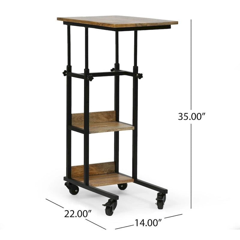 C-Shaped Mango Wood Laptop & Bed Side Table