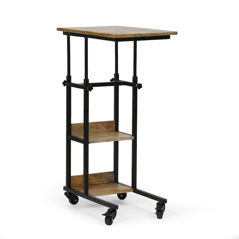 C-Shaped Mango Wood Laptop & Bed Side Table