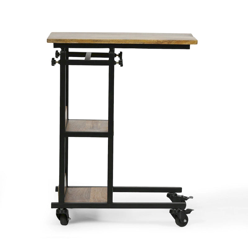 C-Shaped Mango Wood Laptop & Bed Side Table