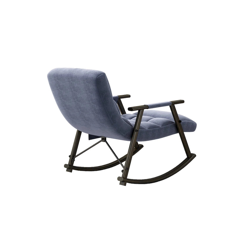 Casual folding rocking chair upholstered, lounge rocking chair adjustable high back and foot rest