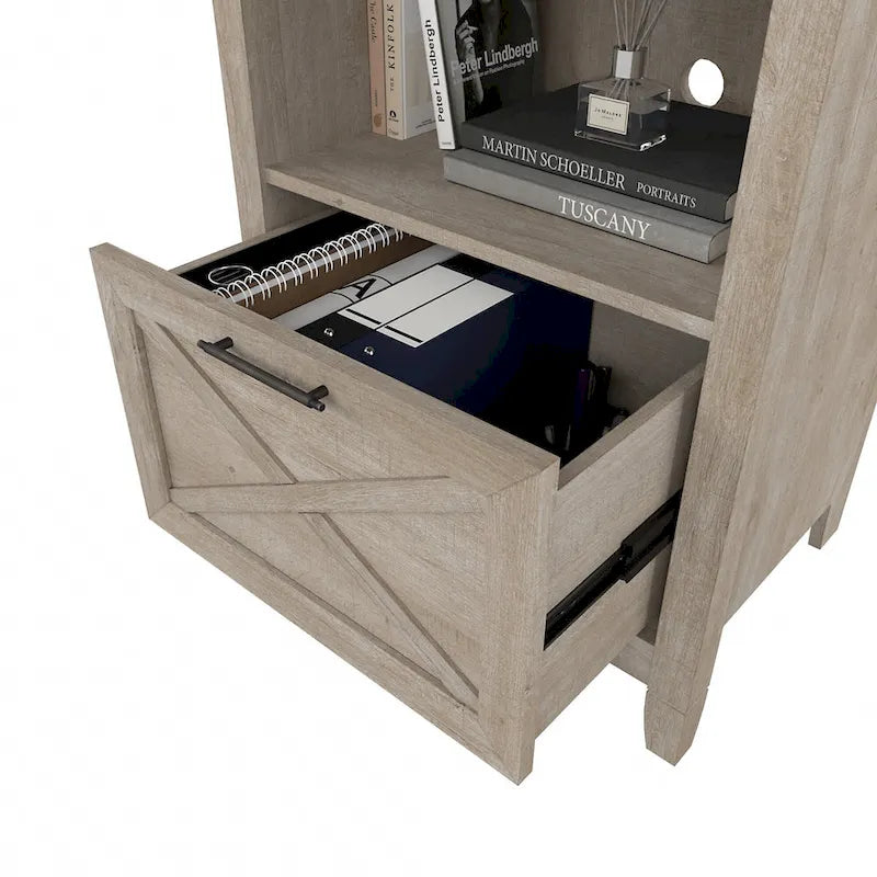 Lateral File Cabinet with Shelf – Washed Gray