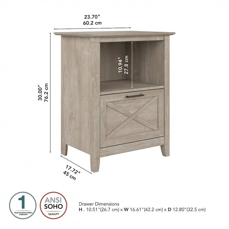 Lateral File Cabinet with Shelf – Washed Gray