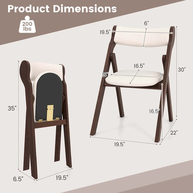 Set of 2/4 Folding Chairs with Padded Backrest & Seat