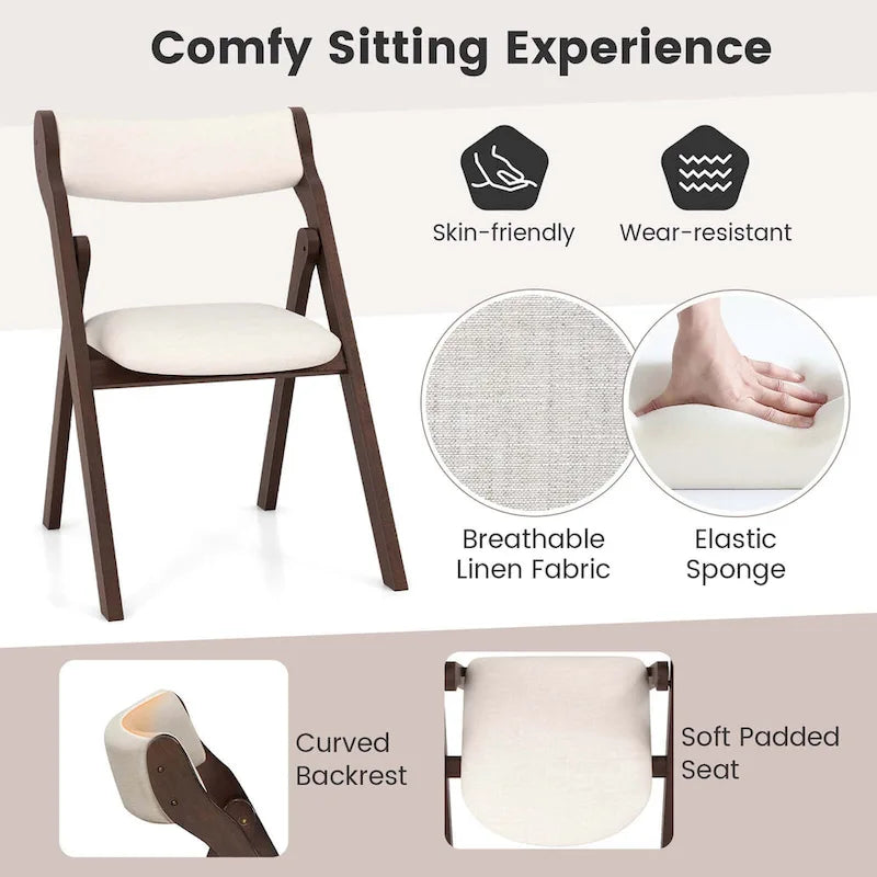 Set of 2/4 Folding Chairs with Padded Backrest & Seat