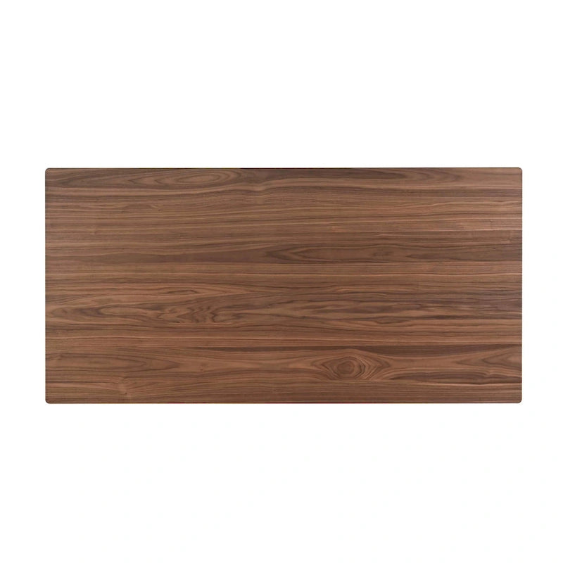 71-Inch Retro Dining Table – Brown Solid Rubberwood with Angled Legs