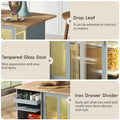 Kitchen Island with Drop Leaf & LED Light (No Stool)