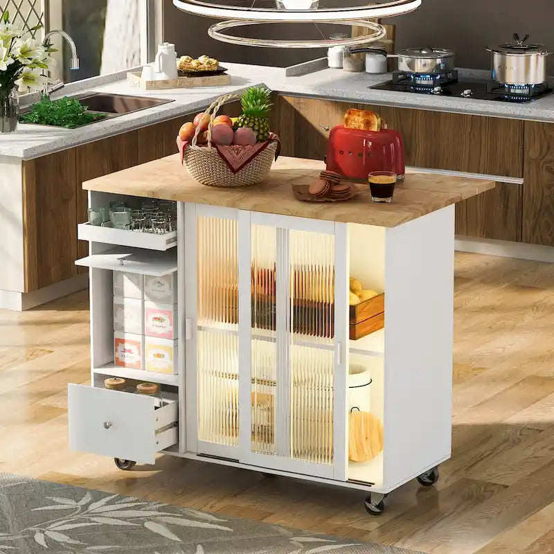Kitchen Island With Drop Leaf(no include stool)
