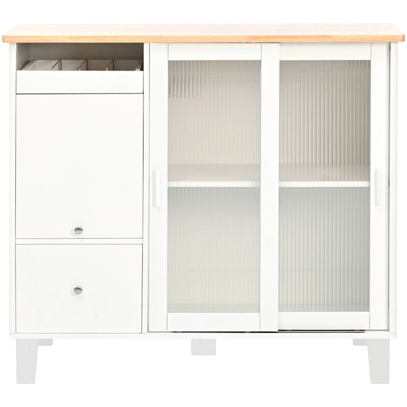 Kitchen Island with Drop Leaf & LED Light (No Stool)