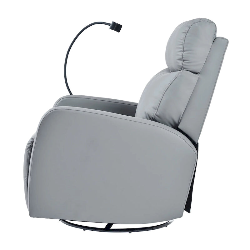PU Power Swivel Recliner Chair with 270 Rotation, Electric 95-160 Recline and Dual USB Ports - 330lb Capacity