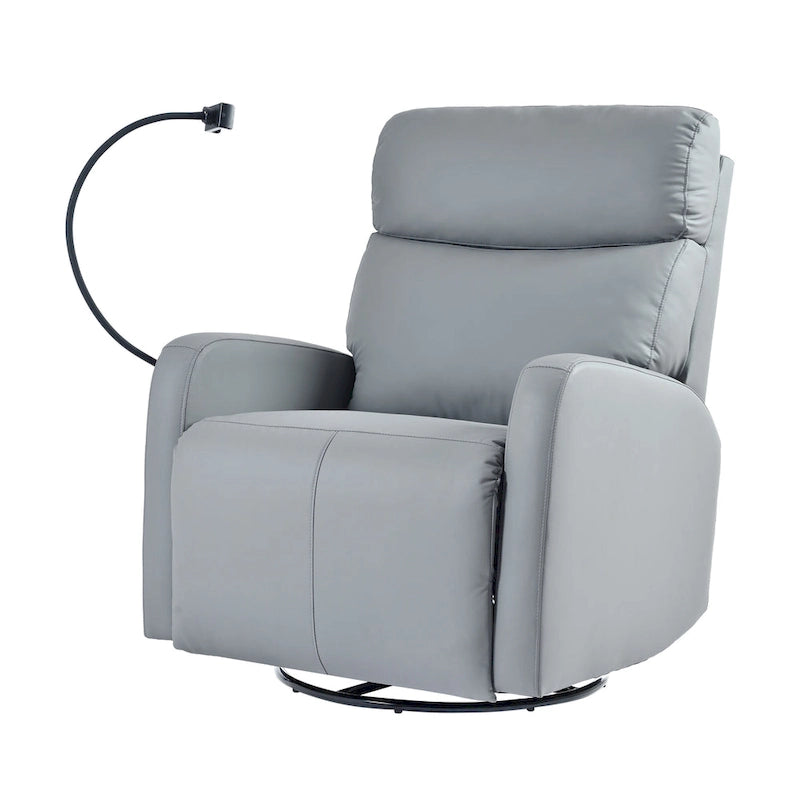 PU Power Swivel Recliner Chair with 270 Rotation, Electric 95-160 Recline and Dual USB Ports - 330lb Capacity