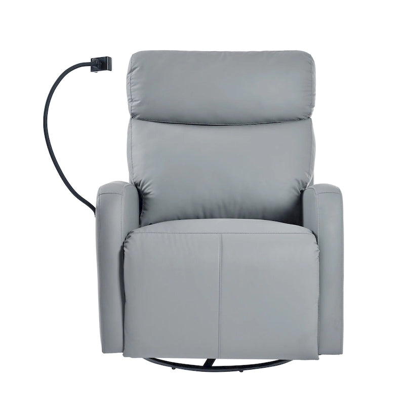 PU Power Swivel Recliner Chair with 270 Rotation, Electric 95-160 Recline and Dual USB Ports - 330lb Capacity