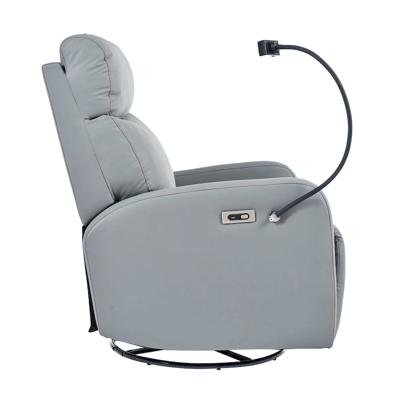 PU Power Swivel Recliner Chair with 270 Rotation, Electric 95-160 Recline and Dual USB Ports - 330lb Capacity