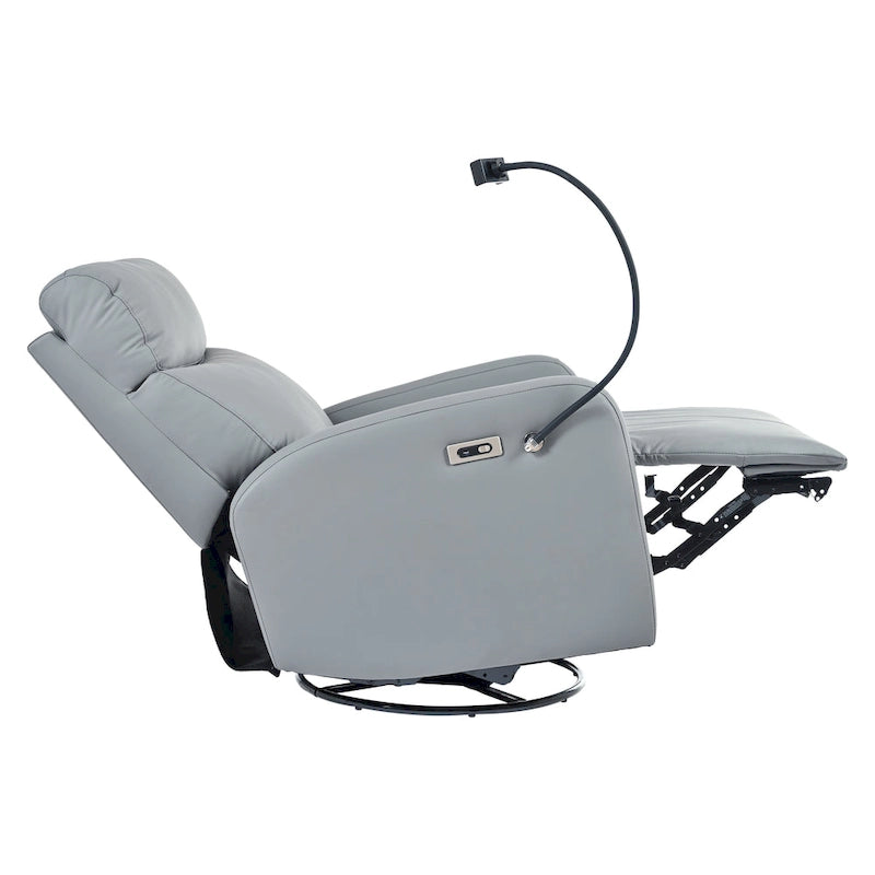 PU Power Swivel Recliner Chair with 270 Rotation, Electric 95-160 Recline and Dual USB Ports - 330lb Capacity