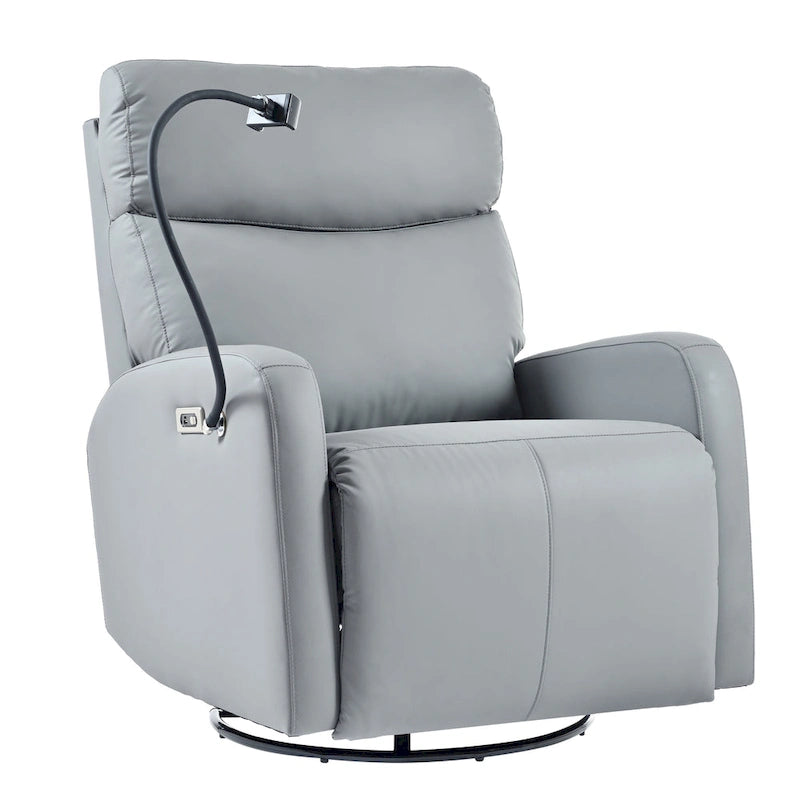 PU Power Swivel Recliner Chair with 270 Rotation, Electric 95-160 Recline and Dual USB Ports - 330lb Capacity