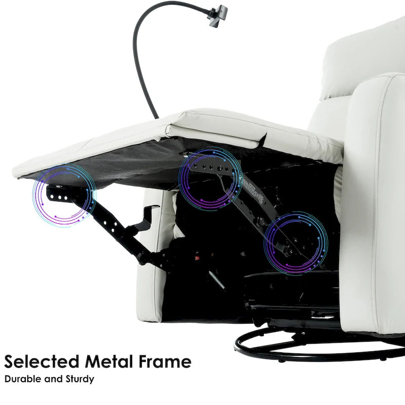 PU Power Swivel Recliner Chair with 270 Rotation, Electric 95-160 Recline and Dual USB Ports - 330lb Capacity