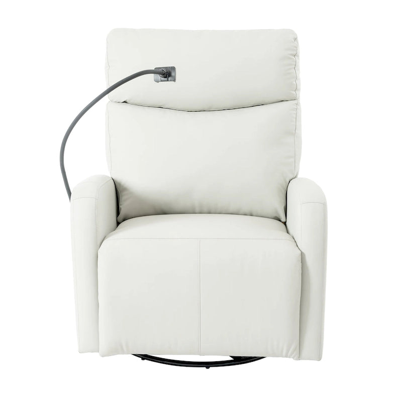 PU Power Swivel Recliner Chair with 270 Rotation, Electric 95-160 Recline and Dual USB Ports - 330lb Capacity