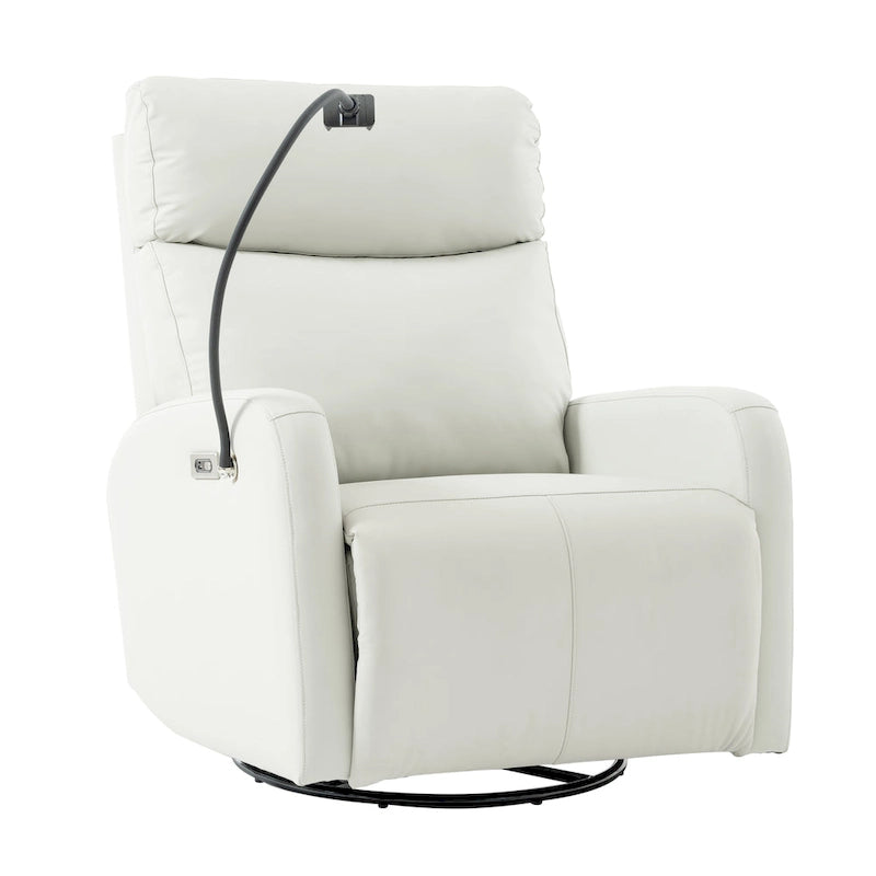 PU Power Swivel Recliner Chair with 270 Rotation, Electric 95-160 Recline and Dual USB Ports - 330lb Capacity