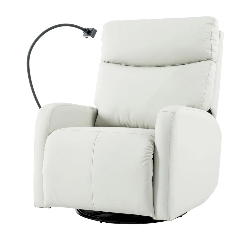 PU Power Swivel Recliner Chair with 270 Rotation, Electric 95-160 Recline and Dual USB Ports - 330lb Capacity