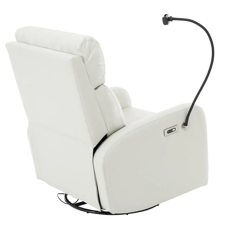 PU Power Swivel Recliner Chair with 270 Rotation, Electric 95-160 Recline and Dual USB Ports - 330lb Capacity