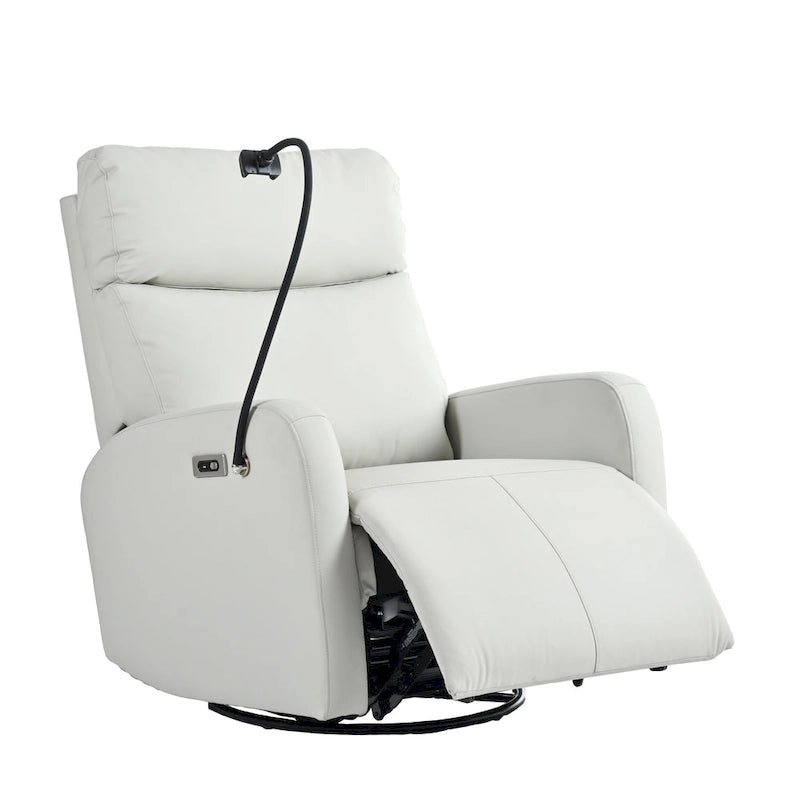 PU Power Swivel Recliner Chair with 270 Rotation, Electric 95-160 Recline and Dual USB Ports - 330lb Capacity