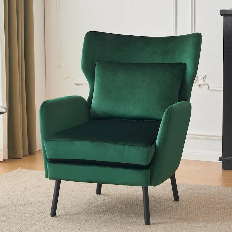 32" Wing Back Velvet Accent Chair