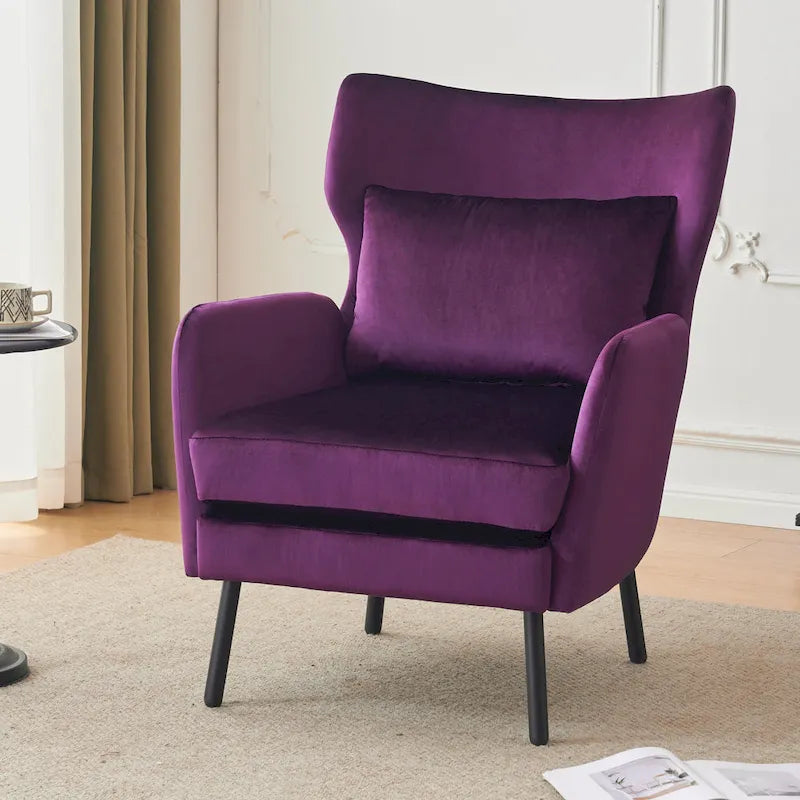 32" Wing Back Velvet Accent Chair