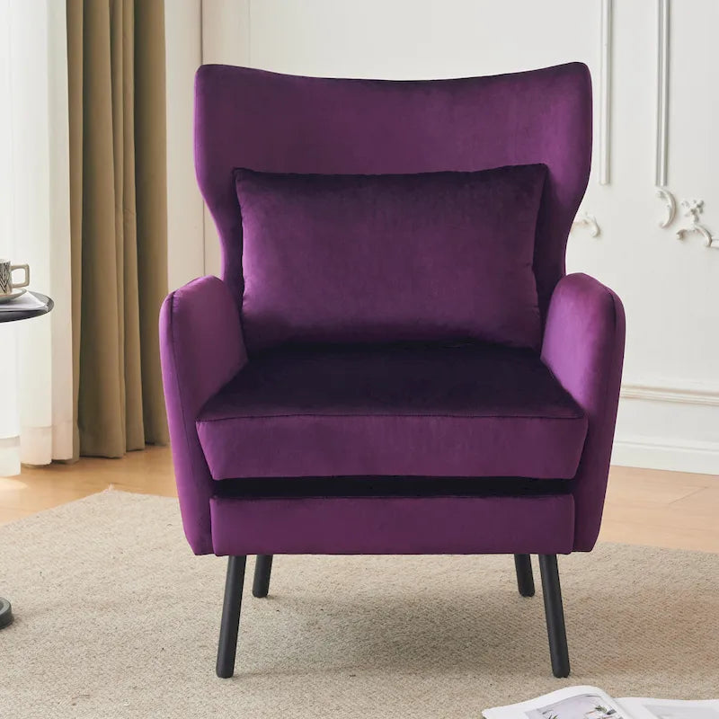 32" Wing Back Velvet Accent Chair