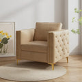 Khaki 35.4" Button Tufted Velvet Accent Chair
