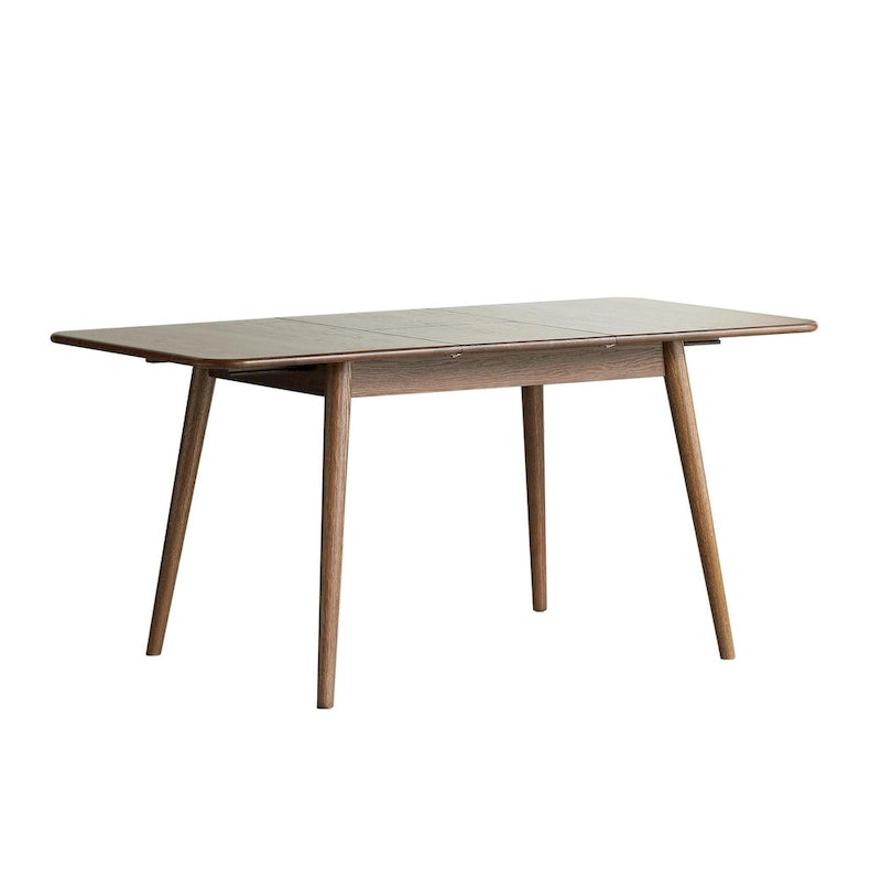 Walnut color solid oak round corner diagonal leg telescopic table Dining table wood (Walnut color)