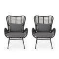 Indoor Wicker Club Chairs with Cushions (Set of 2)