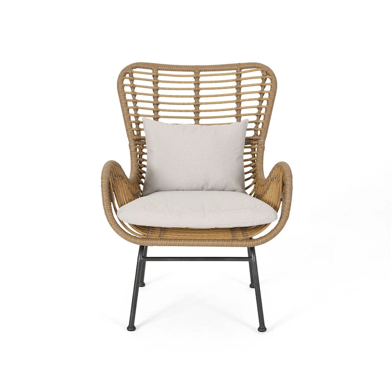 Indoor Wicker Club Chairs with Cushions (Set of 2)