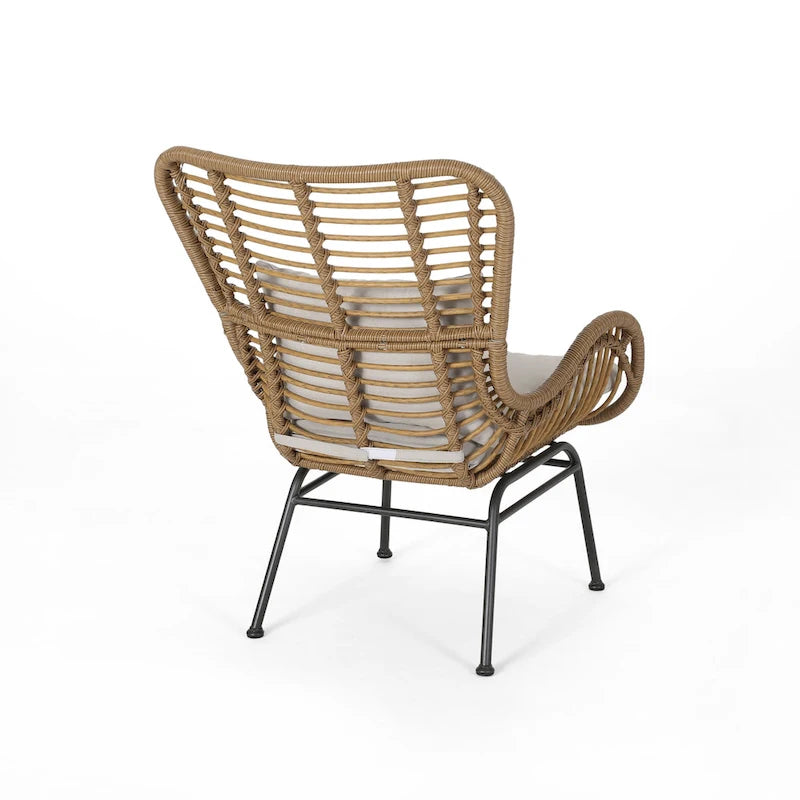 Indoor Wicker Club Chairs with Cushions (Set of 2)