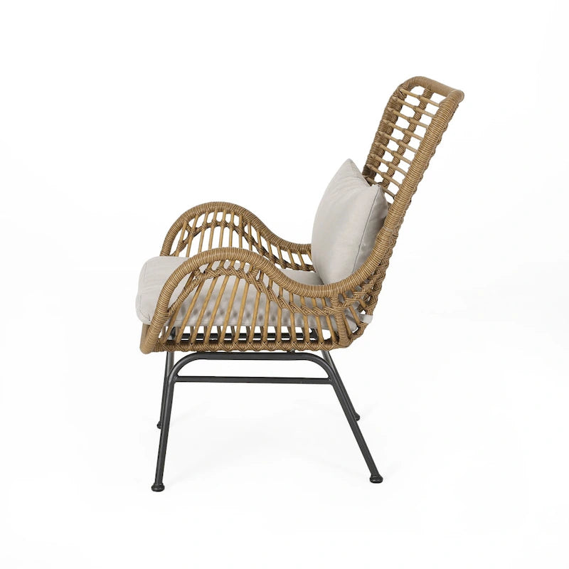 Indoor Wicker Club Chairs with Cushions (Set of 2)