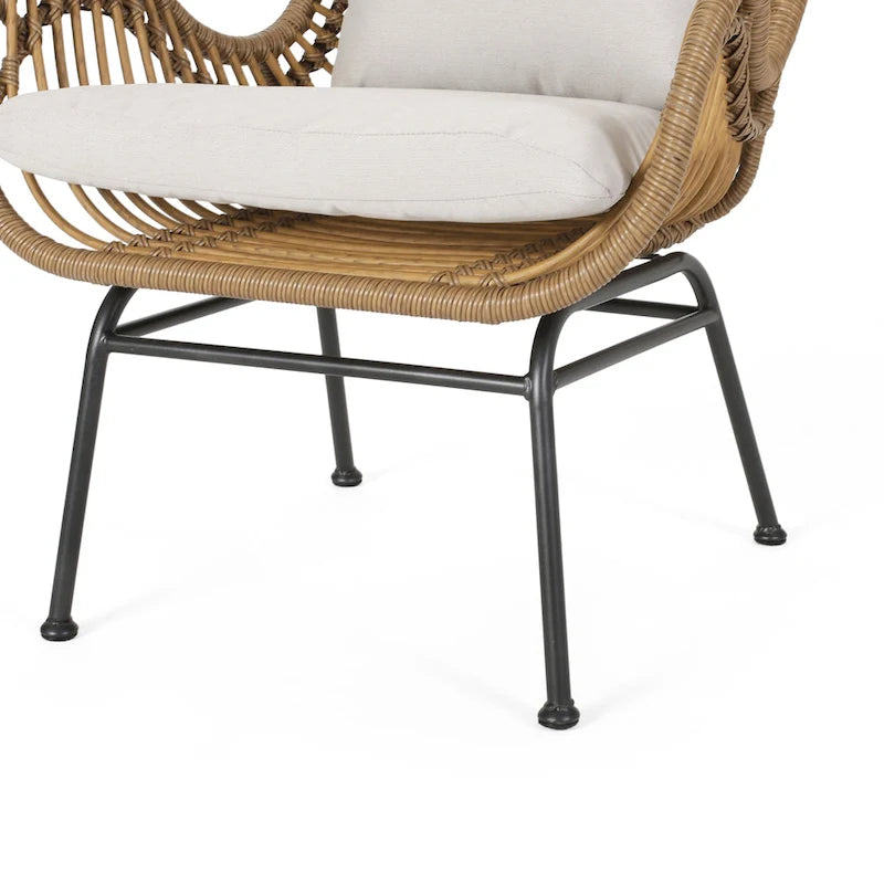 Indoor Wicker Club Chairs with Cushions (Set of 2)