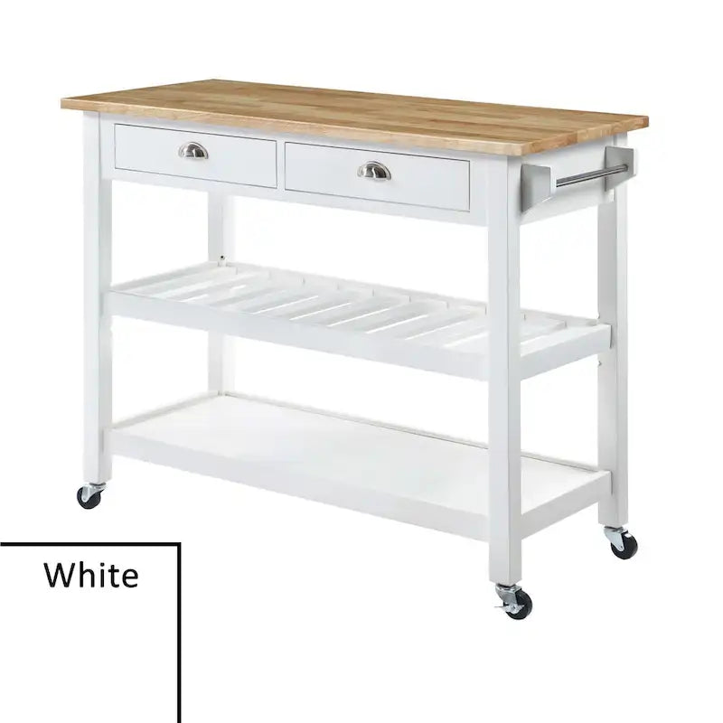 3-Tier Butcher Block Kitchen Cart with Drawers