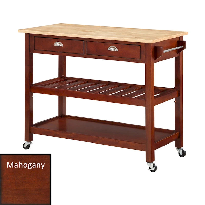 3-Tier Butcher Block Kitchen Cart with Drawers