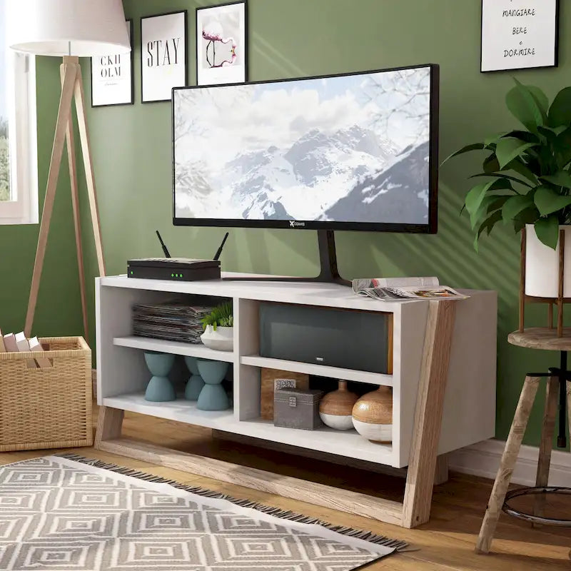 Mid-Century Modern 4-Shelf TV Console