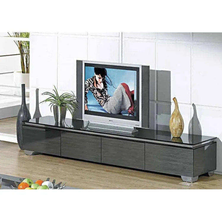 Grey and Mirrored Glass TV Entertainment Stand