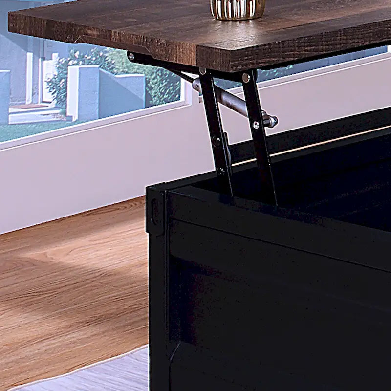 Industrial Black 47-Inch Steel Lift-Top Coffee Table