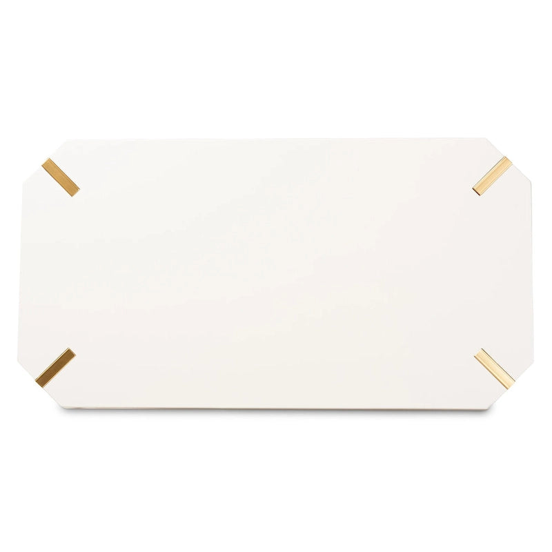 Glam Brushed Gold Metal and White Wood Coffee Table