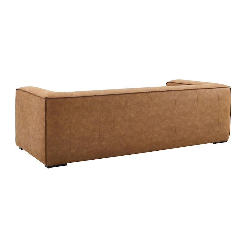 Modern Brown Blended Leather Sofa – 89.8W x 38.2D x 27.2H