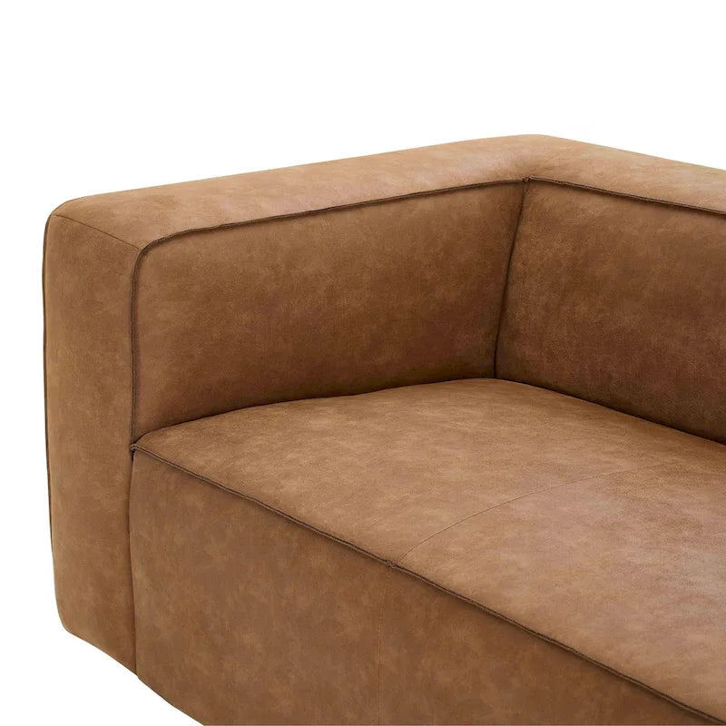 Modern Brown Blended Leather Sofa – 89.8W x 38.2D x 27.2H