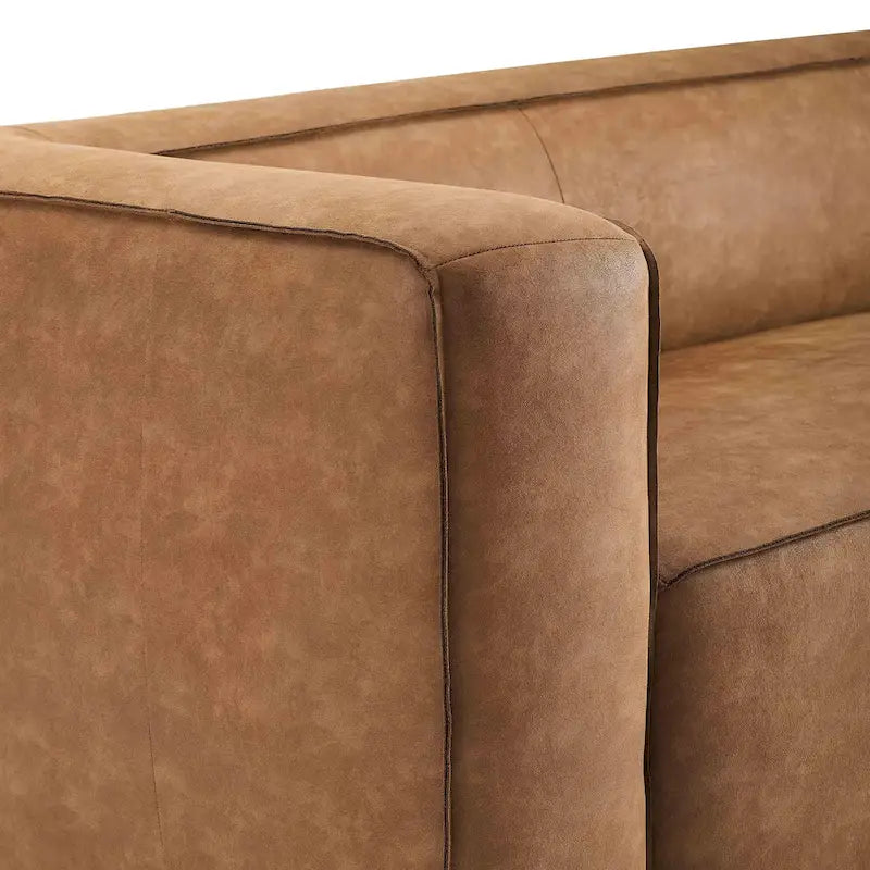 Modern Brown Blended Leather Sofa – 89.8W x 38.2D x 27.2H