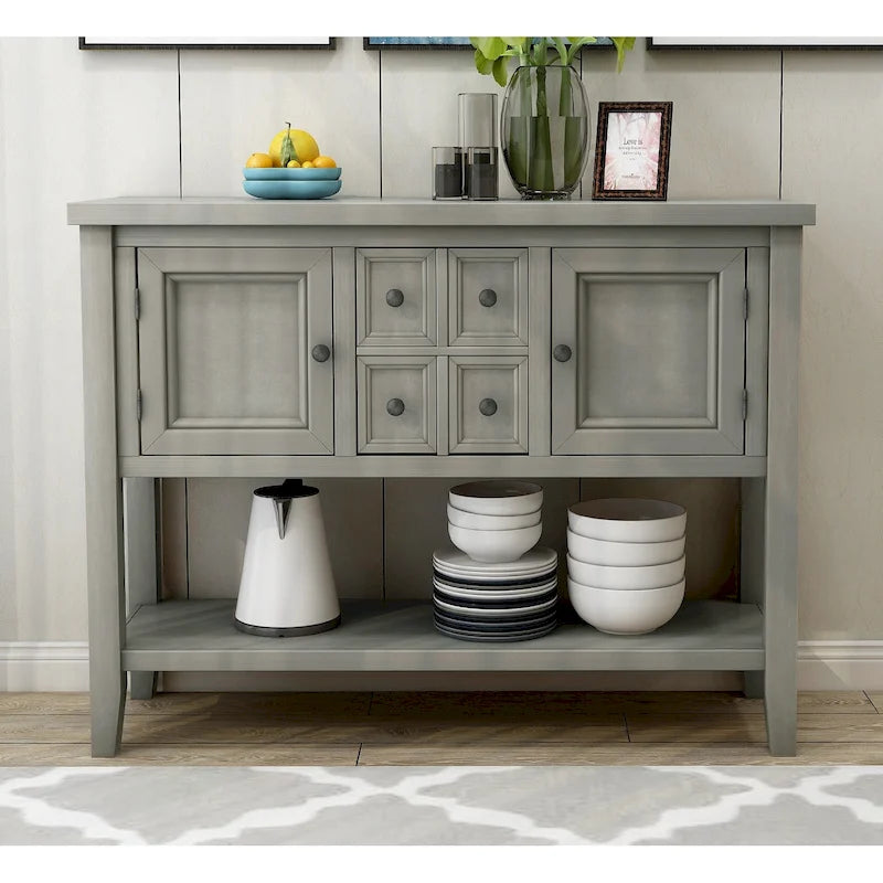 Retro Buffet Sideboard Console Table with 4 Drawers & 2 Cabinets