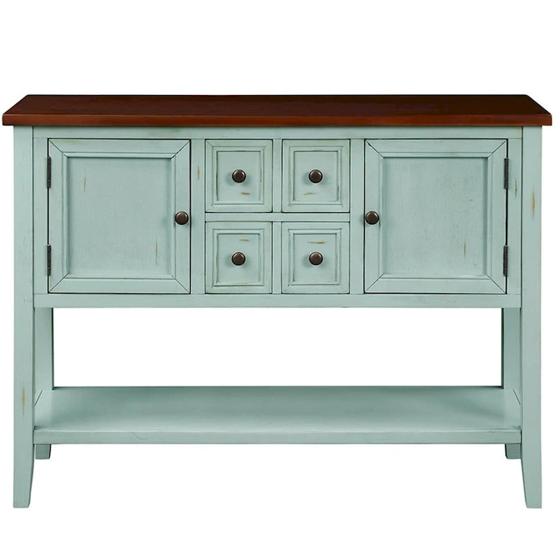 Retro Buffet Sideboard Console Table with 4 Drawers & 2 Cabinets