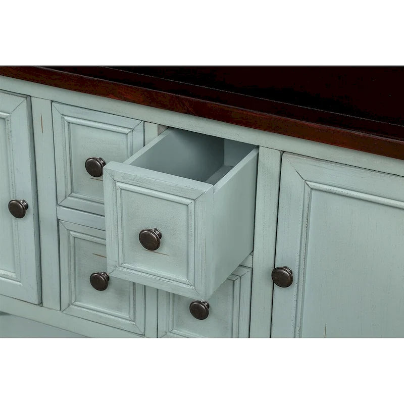 Retro Buffet Sideboard Console Table with 4 Drawers & 2 Cabinets