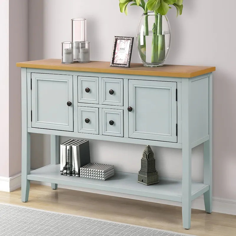 Retro Buffet Sideboard Console Table with 4 Drawers & 2 Cabinets