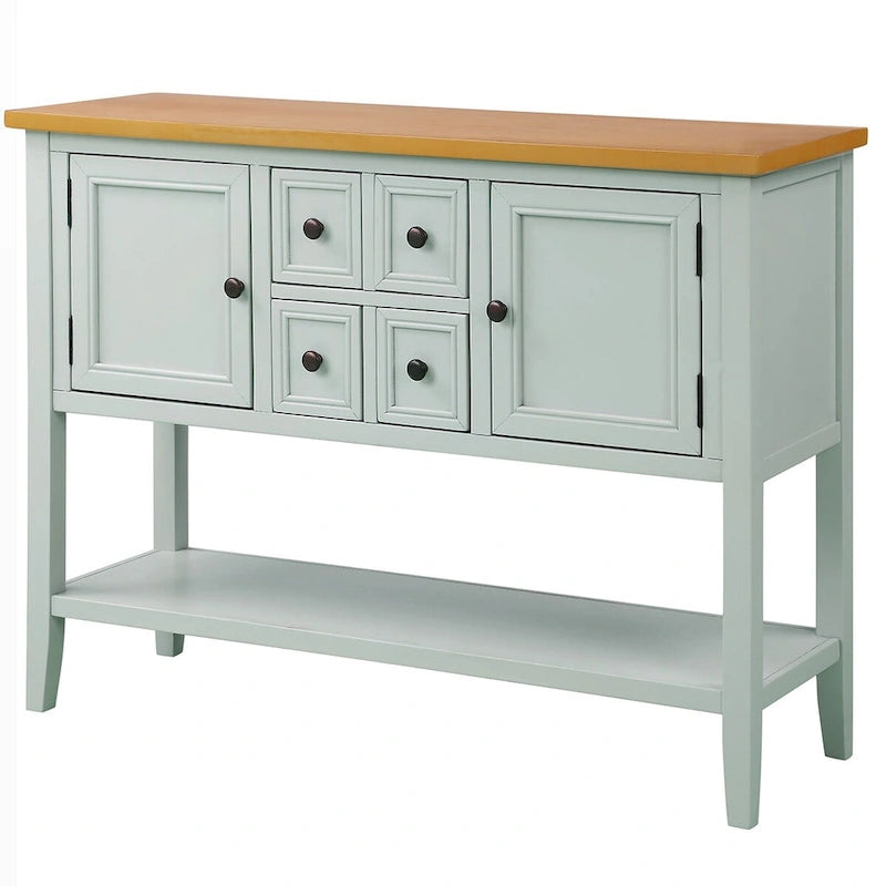 Retro Buffet Sideboard Console Table with 4 Drawers & 2 Cabinets