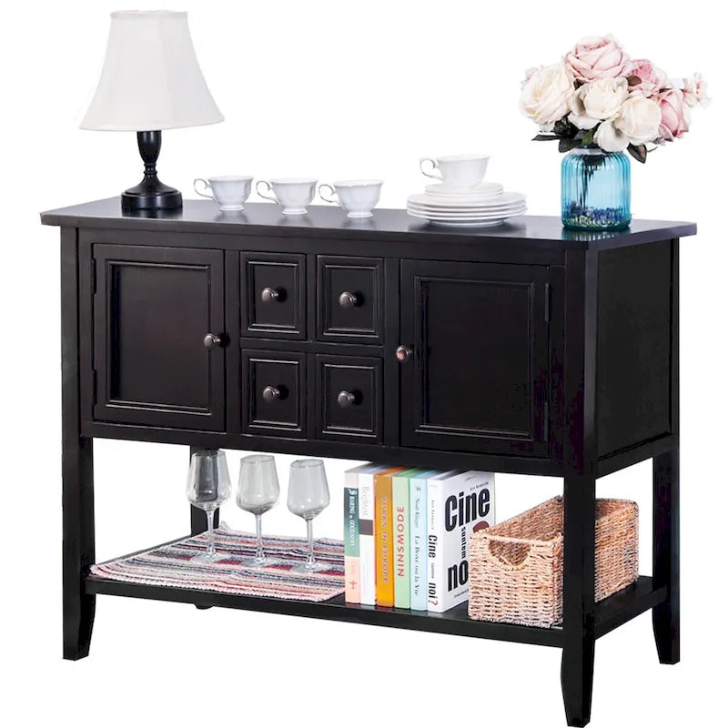 Retro Buffet Sideboard Console Table with 4 Drawers & 2 Cabinets