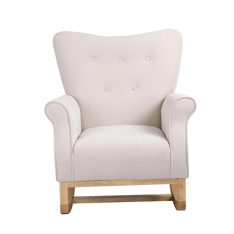 High Back Velvet Rocking Chair with Tufted Back